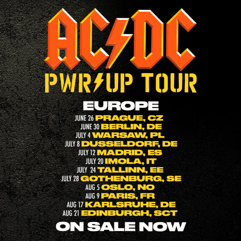 ACDC PWR Up Tour 2025 Europe Tour Dates