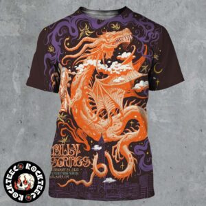 Billy Strings Atlanta Georgia Night 1 Show Poster At State Farm Arena On February 21 2025 Orange Dragon Artwork All Over Print Shirt