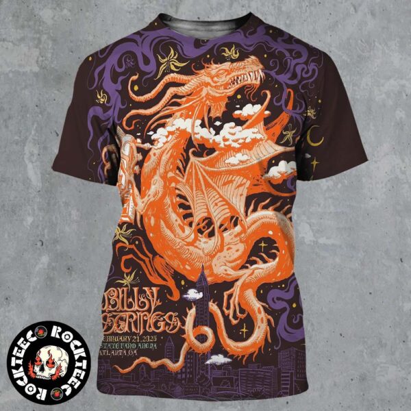 Billy Strings Atlanta Georgia Night 1 Show Poster At State Farm Arena On February 21 2025 Orange Dragon Artwork All Over Print Shirt