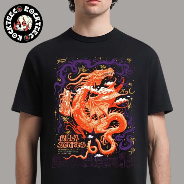 Billy Strings Atlanta Georgia Night 1 Show Poster At State Farm Arena On February 21 2025 Orange Dragon Artwork Unisex T-Shirt