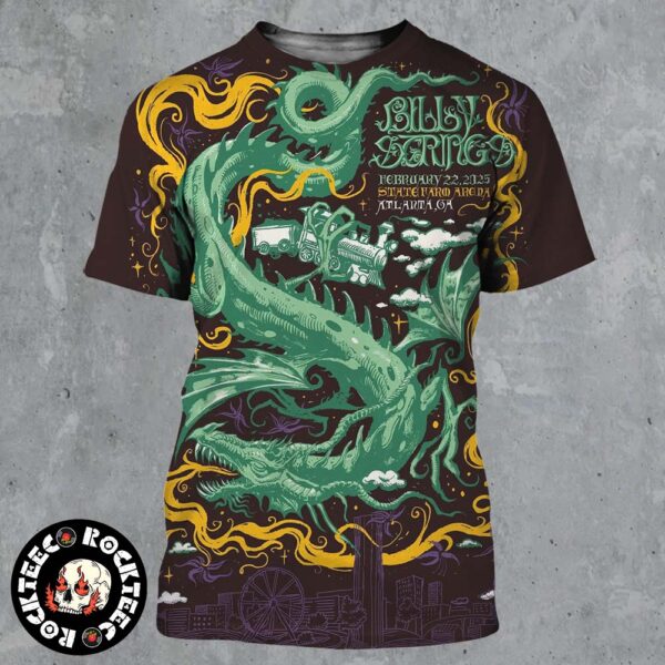 Billy Strings Atlanta Georgia Night 2 Show Poster At State Farm Arena On February 22 2025 Green Dragon Artwork All Over Print Shirt