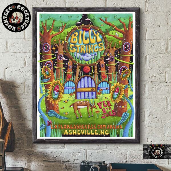 Billy Strings Poster For Shows In Asheville North Carolina At Explore Asheville Arena On Feb 8 2025 Home Decor Poster Canvas