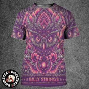 Billy Strings Poster For Shows In Asheville North Carolina At Explore Asheville Arena On February 16 2025 The Devil Owl Artwork All Over Print Shirt