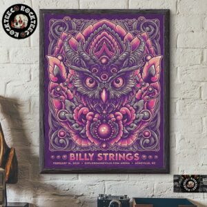 Billy Strings Poster For Shows In Asheville North Carolina At Explore Asheville Arena On February 16 2025 The Devil Owl Artwork Poster Canvas For Home Decor