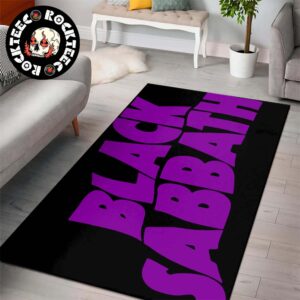 Black Sabbath Signature Purple Logo In Black Background Rug Carpet