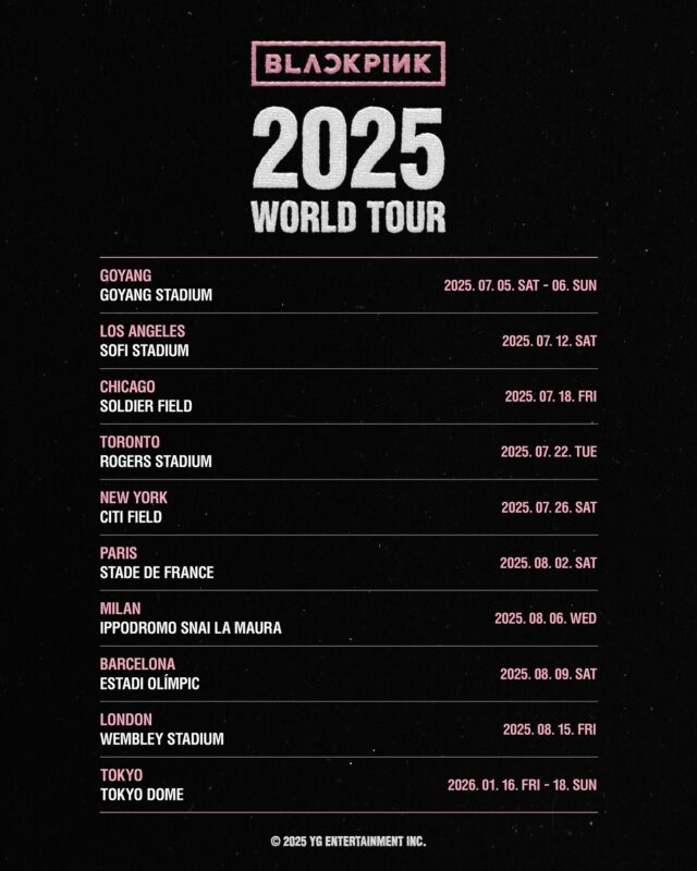 Blackpink 2025 World Tour Tour Dates List