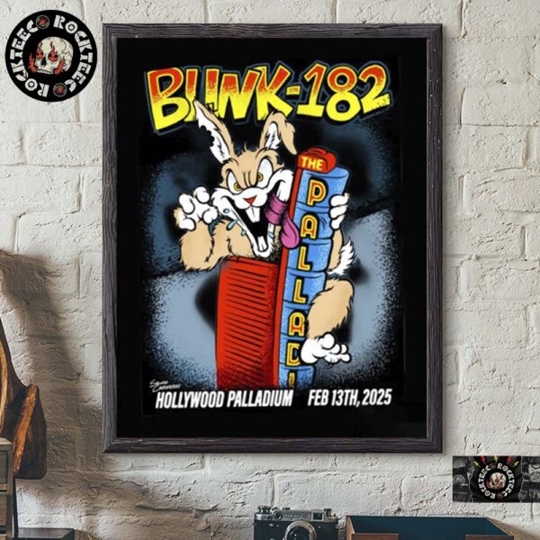 Blink 182 Gig Poster For Show In Los Angeles California At Hollywood Palladium On Feb 13 2025 Home Decor Poster Canvas