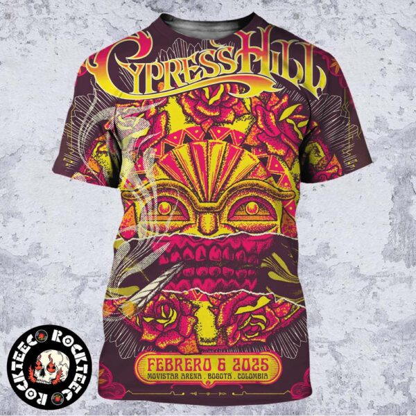 Cypress Hill Official Poster For Show In Bogota Colombia At Movistar Arena On February 6 2025 Mayan Style Artwork All Over Print Shirt