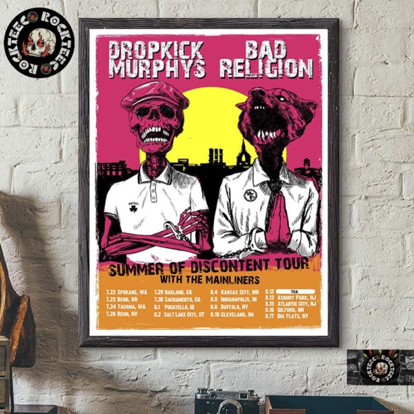 Dropkick Murphys And Bad Religion Summer Of Discontent Tour 2025 Poster Tour Dates Home Decor Poster Canvas