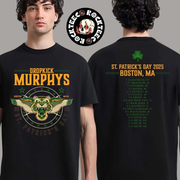 Dropkick Murphys St Patrick’s Day 2025 Tiger Dateback Tour Merch T-Shirt