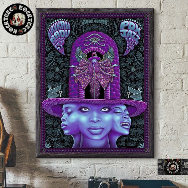 Erykah Badu Gig Poster For PDX Jazz Festival In Portland Oregon At Moda Center On February 21 2025 Home Decor Poster Canvas