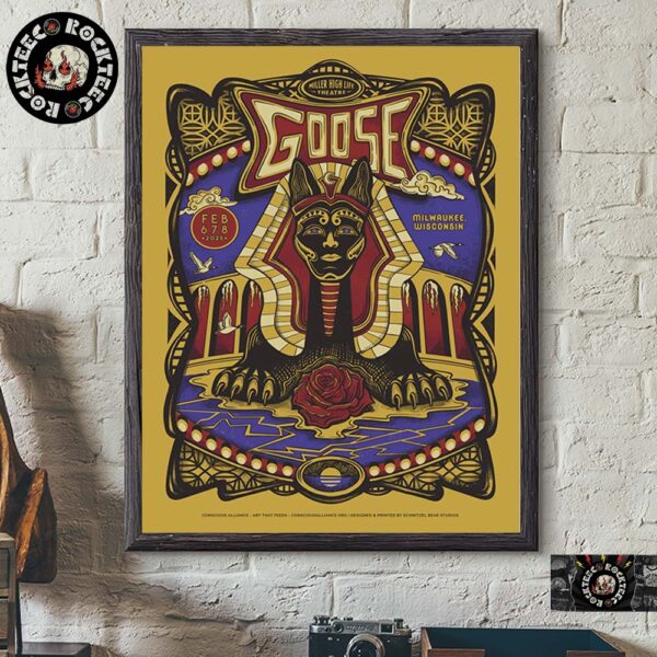 Goose Milwaukee Full Shows Poster At Miller High Life Theatre Wisconsin On Feb 6 7 8 2025 Sphinx And Rose Artwork Home Decor Poster Canvas