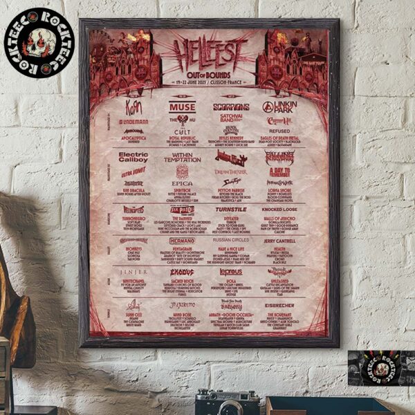 Hellfest Open Ar Festival 2025 Out Of Bounds Lineup Poster For Clisson Rock City France From 19 To 22 June 2025 Lineup Home Decor Poster Canvas