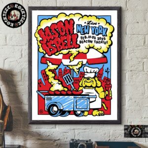 Jason Isbell New York Shows Poster At Beacon Theatre On Feb 21-22 2025 Hotdog Cart Comic Style Art Home Decor Poster Canvas