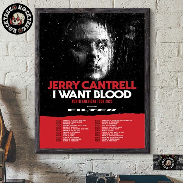 Jerry Cantrell I Want Blood North American Tour 2025 Poster Tour Dates Home Decor Poster Canvas