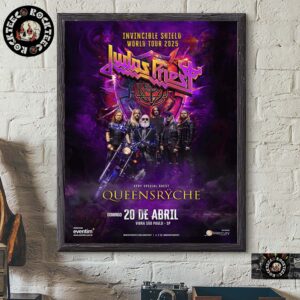 Judas Priest Invincible Shield World Tour 2025 Poster For Show In Vibra Sao Paulo Brazil On April 20 2025 Home Decor Poster Canvas