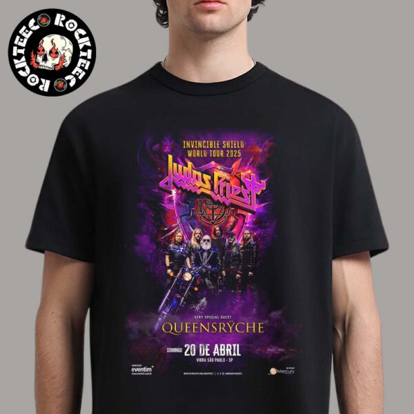 Judas Priest Invincible Shield World Tour 2025 Poster For Show In Vibra Sao Paulo Brazil On April 20 2025 Unisex T-Shirt