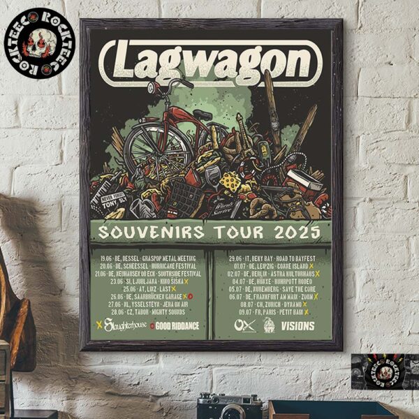 Lagwagon Souvenirs Tour 2025 Europe Poster Art With Tour Dates Home Decor Poster Canvas