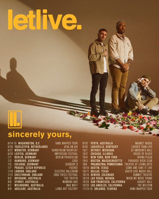 Letlive Sincerely Yours Tour 2025 Poster Tour Dates