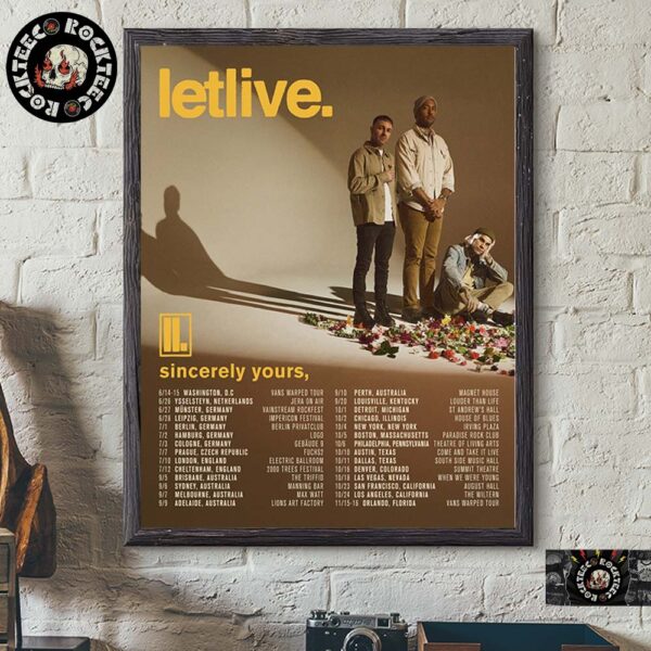 Letlive Sincerely Yours Tour 2025 Poster Tour Dates Home Decor Poster Canvas