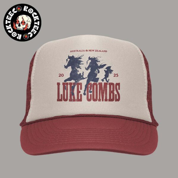 Luke Combs Australia And New Zealand Tour 2025 Stallion Trucker Hat Classic Cap Hat Snapback