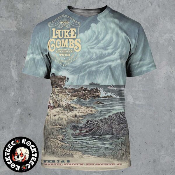 Luke Combs Full Stadium Tour Australia And New Zealand Poster For Show In Melbourne Australia At Marvel Stadium On Feb 7 8 2025 All Over Print Shirt