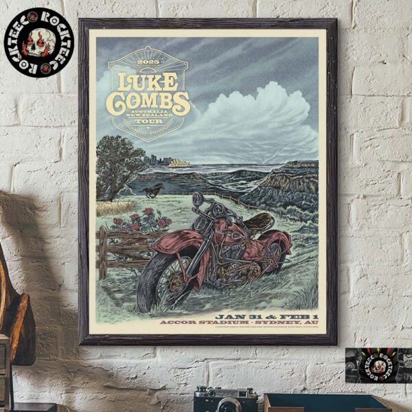 Luke Combs Full Stadium Tour Australia And New Zealand Poster For Show In Sydney Australia At Accor Stadium On Jan 31 And Feb 1 2025 Home Decor Poster Canvas