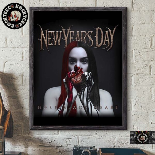 New Years Day Half Black Heart Home Decor Poster Canvas