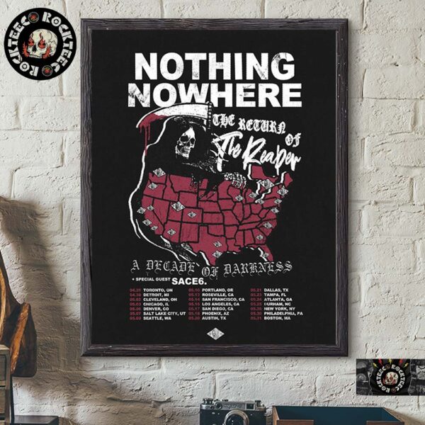 Nothing Nowhere The Return Of The Reaper A Decade Of Darkness 2025 Poster Tour Dates Home Decor Poster Canvas