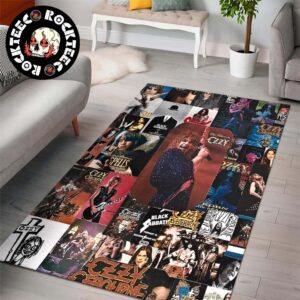 Ozzy Osbourne Black Sabbath Collage Art House Decor Rectangle Rug Carpet