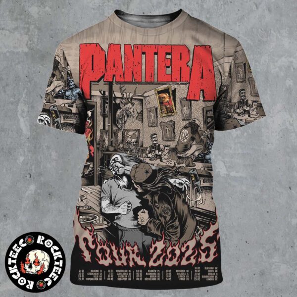 Pantera Tour 2025 Merch Poster With Tour Dates Every Album Cover Combined Art All Over Print Shirt