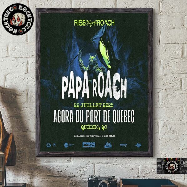 Papa Roach Rise of the Roach Tour Poster For Show At Agora Du Port De Quebec At Quebec City Canada On July 22 2025 Home Decor Poster Canvas