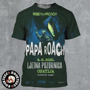 Papa Roach Rise of the Roach Tour Poster For Show At Ljetna Pozornica Opatija In Croatia On August 4 2025 All Over Print Shirt