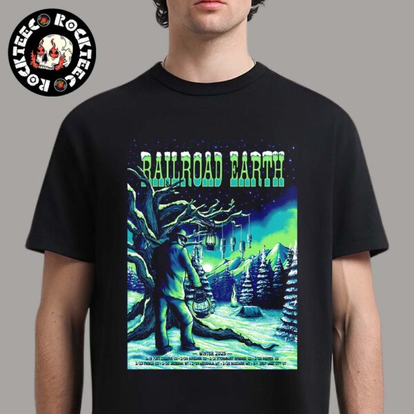 Railroad Earth Winter 2025 Tour Poster Into The Woods Artwork With Tour Dates Unisex T-Shirt