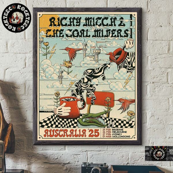 Richy Mitch And The Coal Miners Australia 2025 Tour Poster Art With Tour Dates Home Decor Poster Canvas