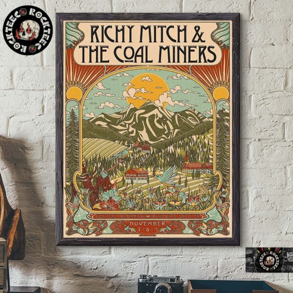 Richy Mitch And The Coal Miners Poster For Shows At Bluebird Theaters In Denver Colorado On November 7 8 9 2024 Wall Decor Poster Canvas