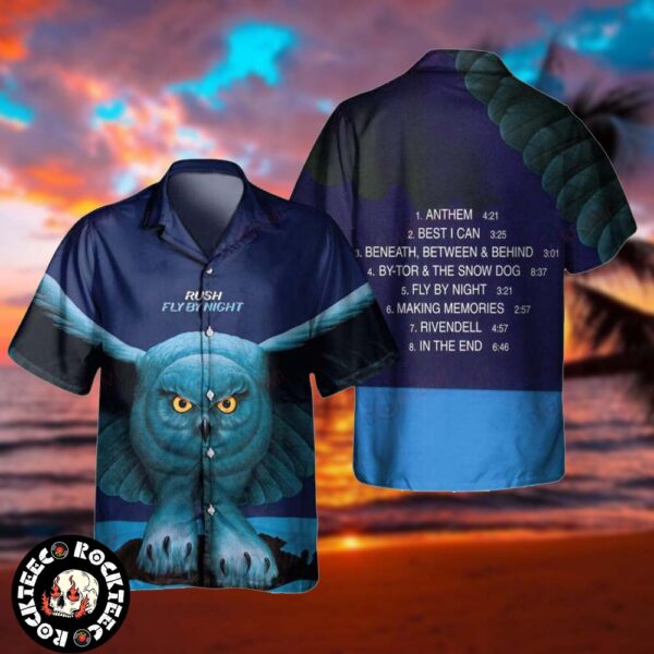 Rush Fly By Night The Owl Art Tracklist Summer 2025 Hawaiian Shirt