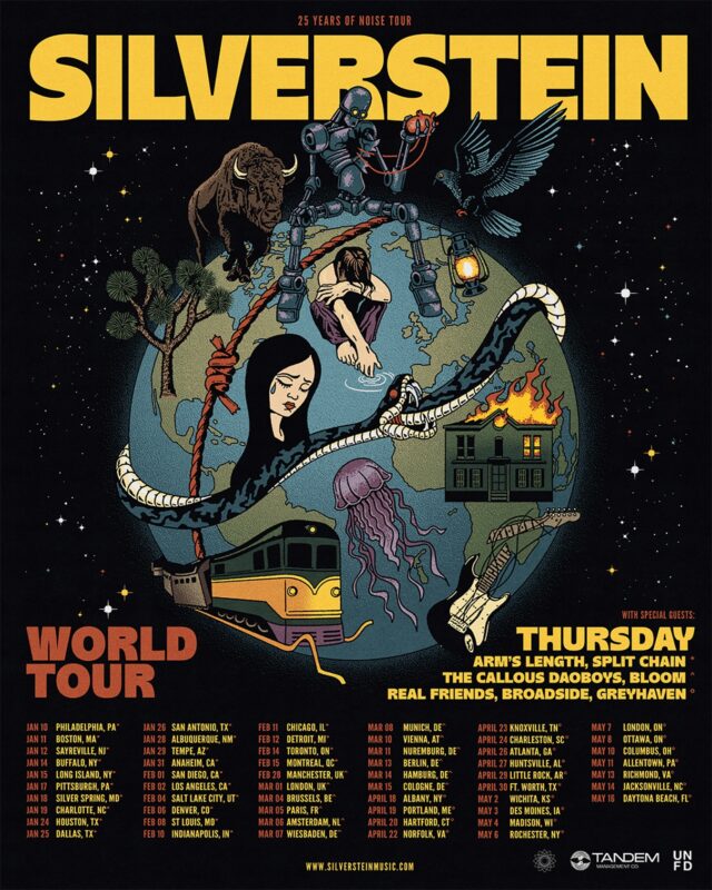 Silverstein World Tour 2025 25 Years Of Noise Continues Poster Tour Dates