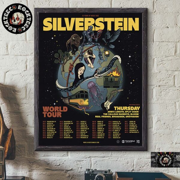 Silverstein World Tour 2025 25 Years Of Noise Continues Poster Tour Dates Home Decor Poster Canvas