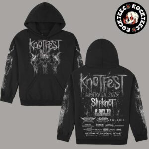 Slipknot Knotfest Australia 2025 Merch Grey Demon Drip Skulls Black Hoodie