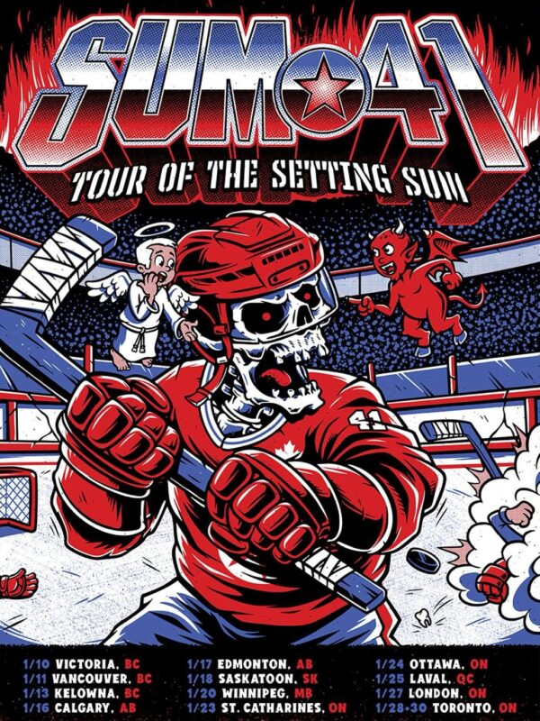 Sum 41 Tour Of The Setting Sum 2025 Canada Tour Final Leg Tour Dates Skeleton Hockey Player Artwork