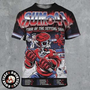 Sum 41 Tour Of The Setting Sum 2025 Canada Tour Final Leg Tour Dates Skeleton Hockey Player Artwork All Over Print Shirt