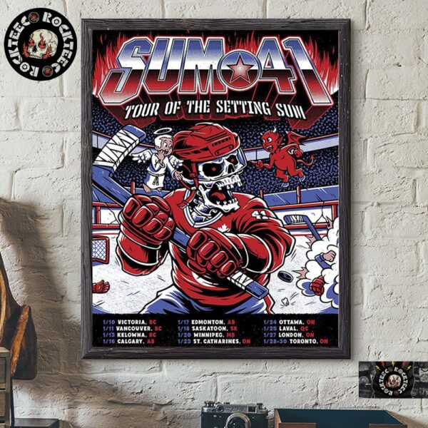 Sum 41 Tour Of The Setting Sum 2025 Canada Tour Final Leg Tour Dates Skeleton Hockey Player Artwork Home Decor Poster Canvas