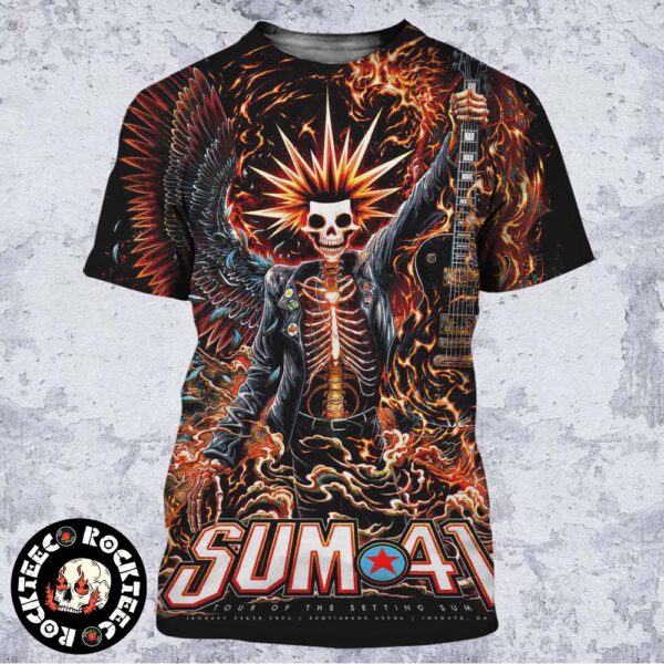 Sum 41 Tour Of The Setting Sum Poster For Show In Toronto ON Canada At Scotiabank Arena On Jan 28 And 30 2025 Skeletal Punk Rock Figure Art All Over Print Shirt