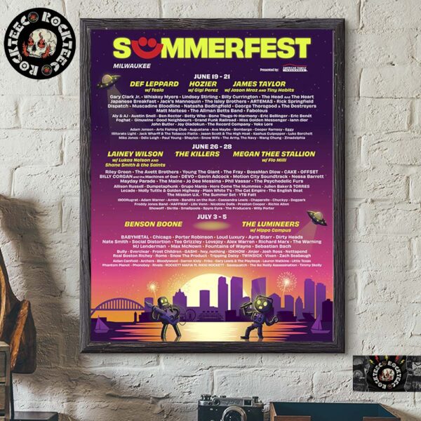 Summerfest Milwaukee 2025 Lineup Poster At American Family Insurance Amphitheater On June 19 to July 5 Home Decor Poster Canvas