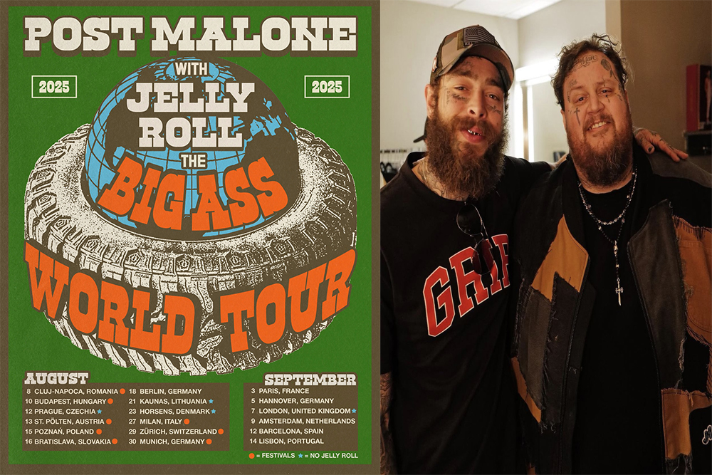 The Big Ass World Tour 2025 Post Malone With Jelly Roll European and UK Tour Dates List On August And September 2025