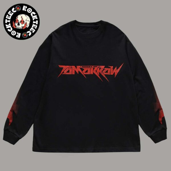 The Weeknd Hurry Up Tomorrow Merch Faded Red Logo Long Sleeve