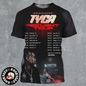 Tyga Red Light Tour 2025 Tour Dates All Over Print Shirt