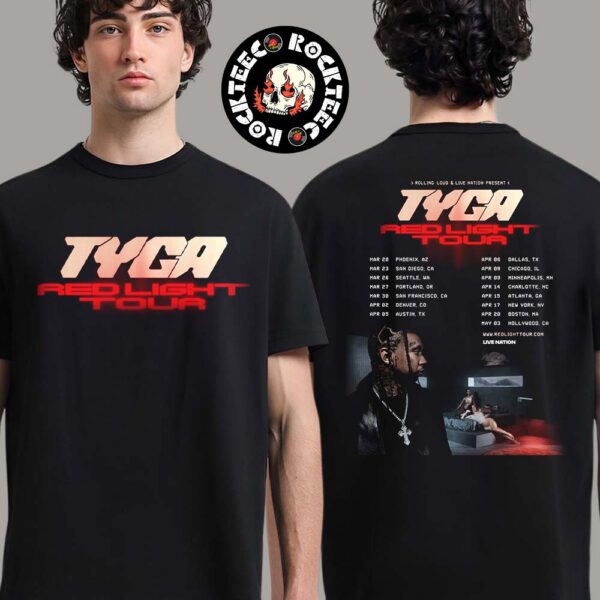 Tyga Red Light Tour 2025 Tour Dates Two Sides Unisex T-Shirt