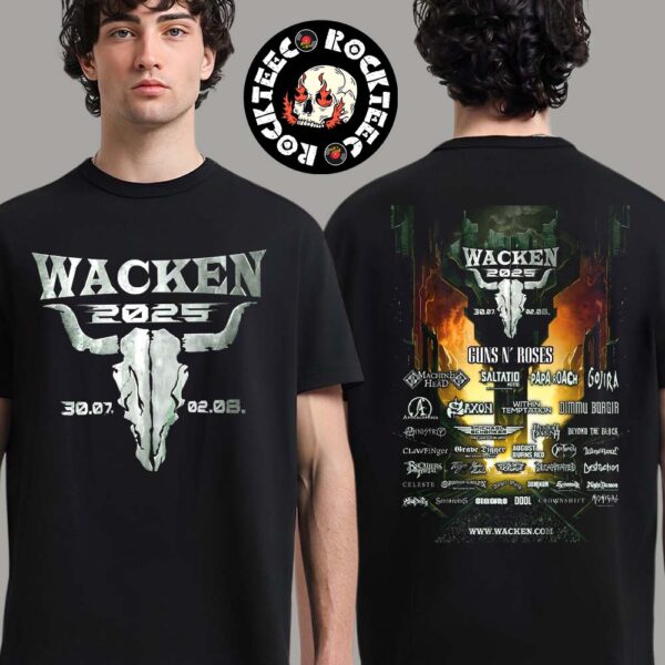 Wacken Open Air Festival 2025 Official Lineup Poster Merch Two Sides Unisex T-Shirt